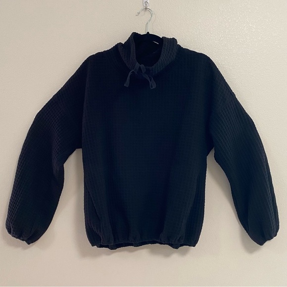 Max Studio Sweater Women’s Size Medium Black Cowl Neck Pullover waffle knit - Picture 5 of 15